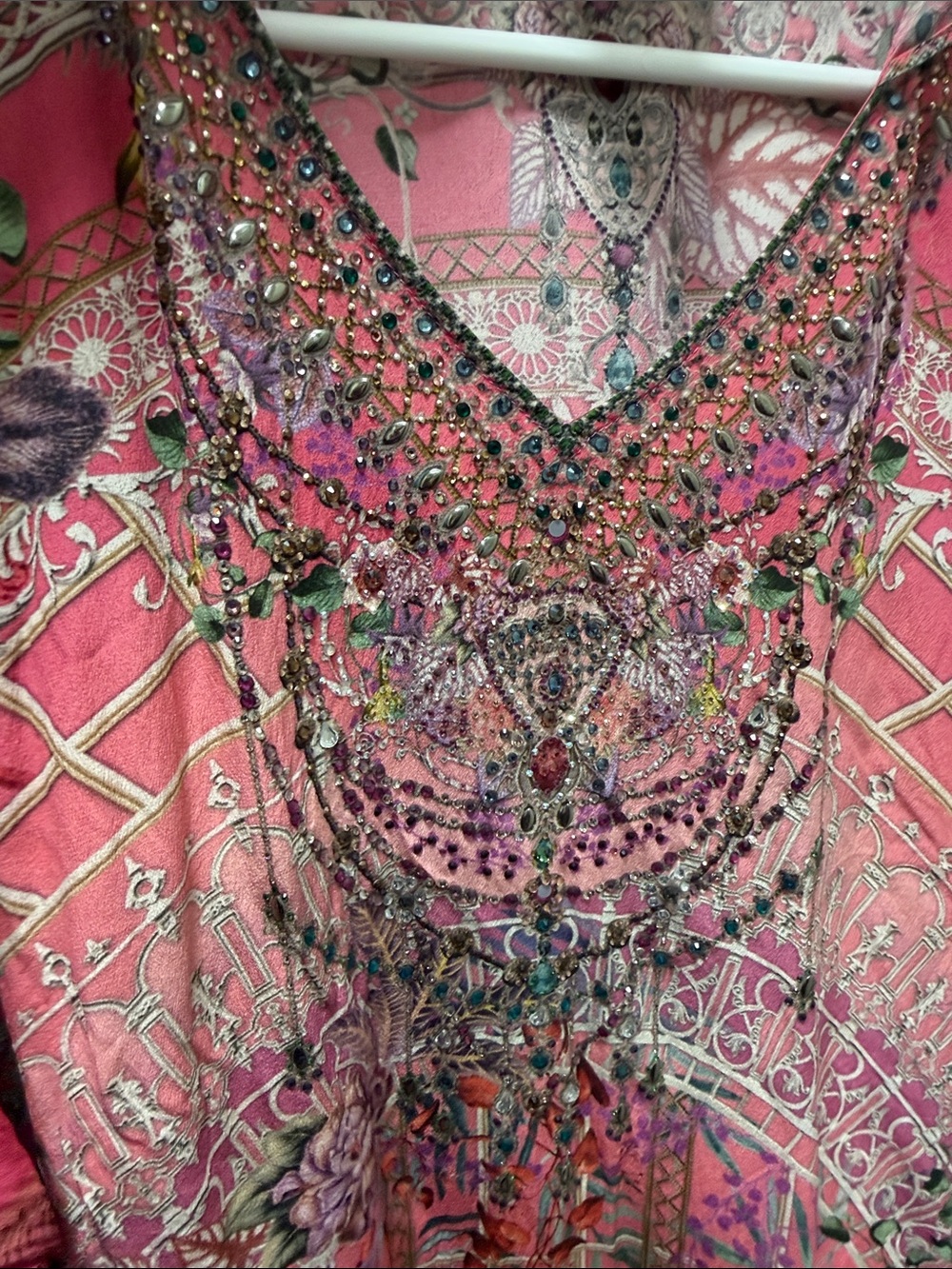 Camilla Vibrant Pink Floral Embellished Swim Coverup - Picture 6 of 6